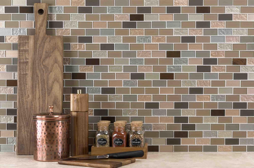 Light Brown Mosaic Peel and Stick Backsplash Tile - Thicker Design