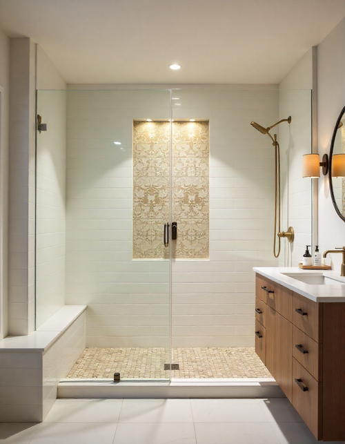 Shower floor tiles for style and slip resistance
