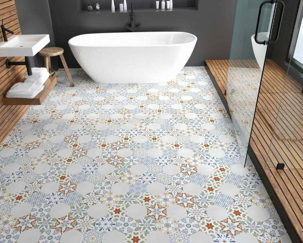 Patterned Tiles: Porcelain and Encaustic Cement