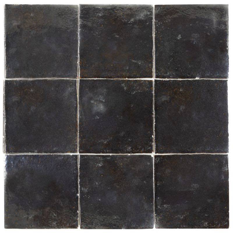 Zellige Heritage Ceramic Distressed Wall Tile Night 4x4 for bathroom and shower walls