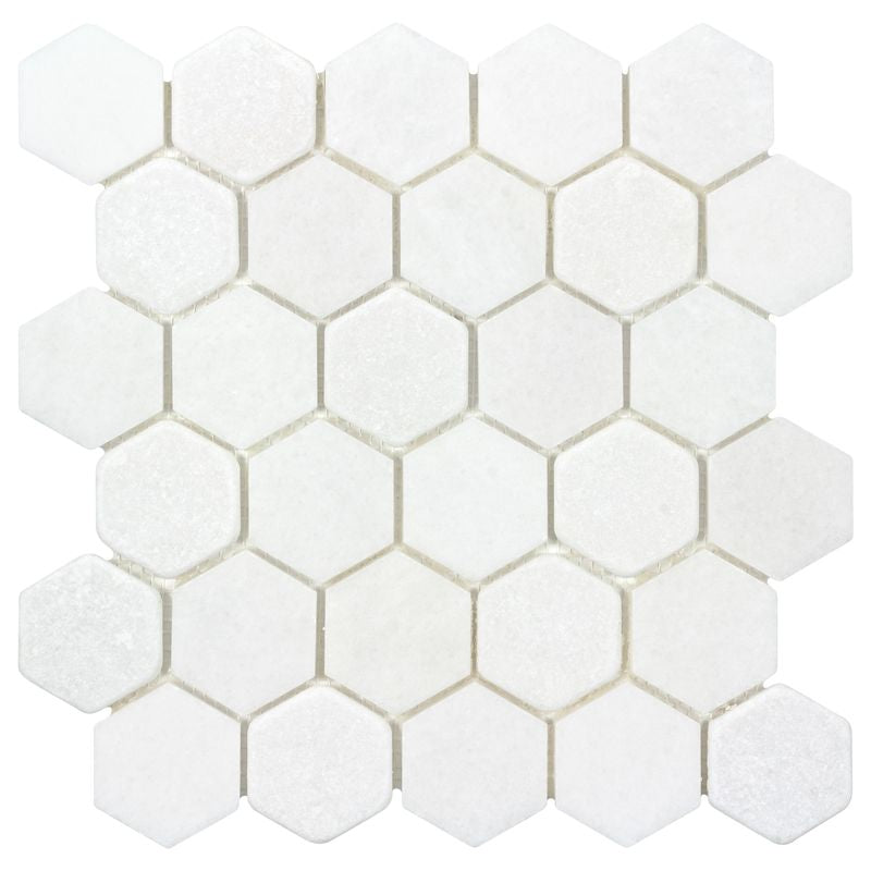 Hexagon Prime Stone Mosaic Tile White for Shower Floor and Walls