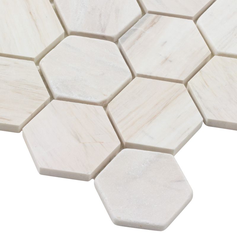 Hexagon Prime Stone Mosaic Tile Beige for shower floor and walls