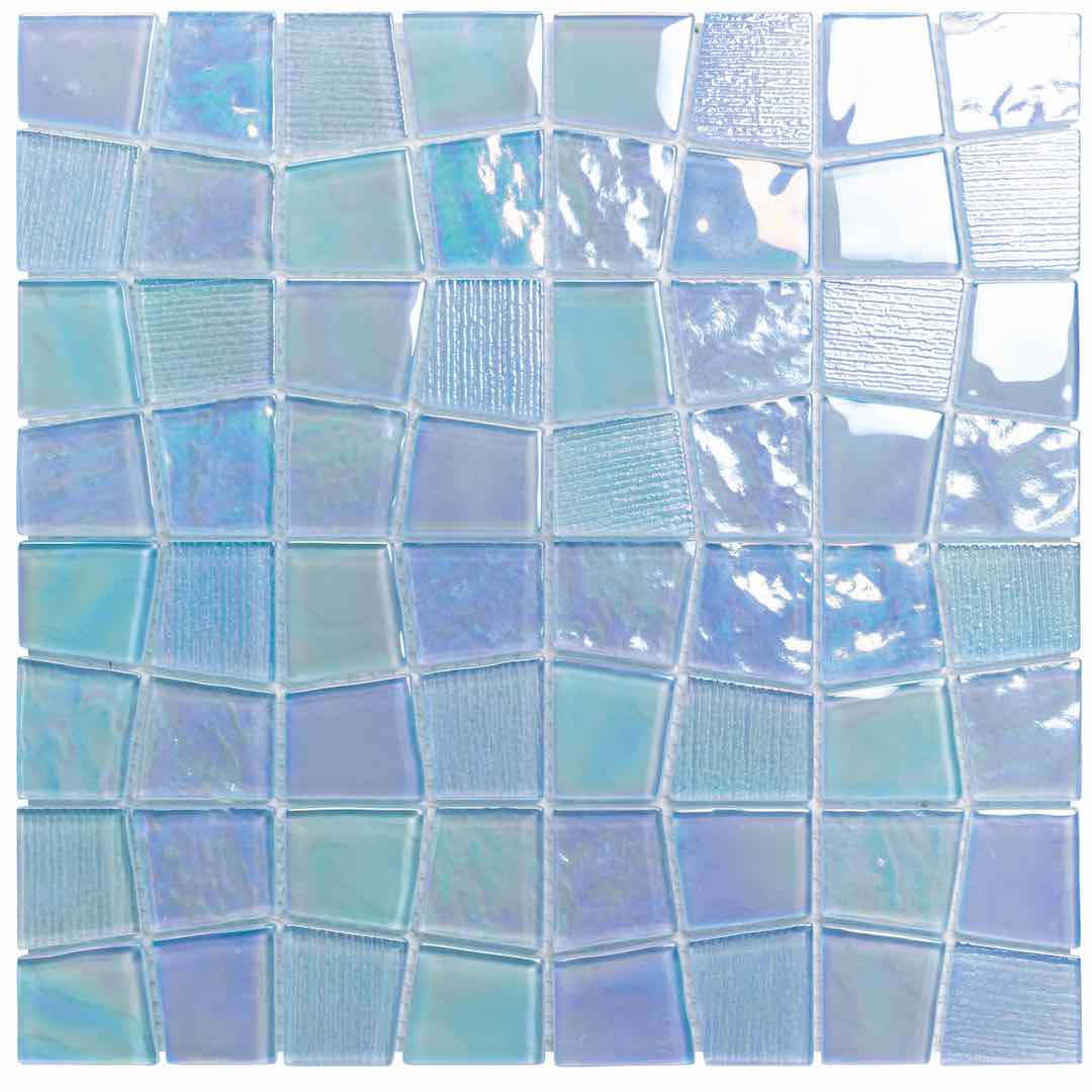 Water Puzzle Glass Tile Celestial Blue 12x12 for pools and spas