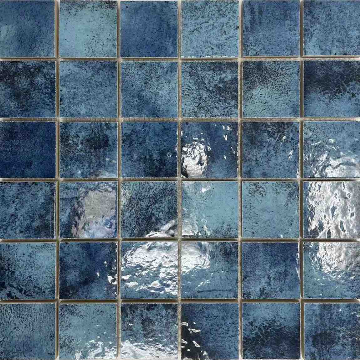 Porcelain Pool Tile Classic Marino 2'' x 2'' mesh-mounted for swimming pool waterline, spas, water feature, kitchen backsplash, bathroom, and shower walls.
