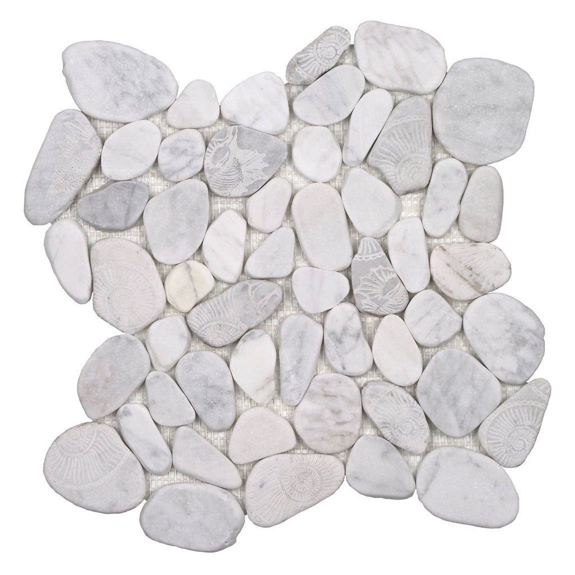 Fossil White Marble Sliced Mosaic Tile for floors and walls
