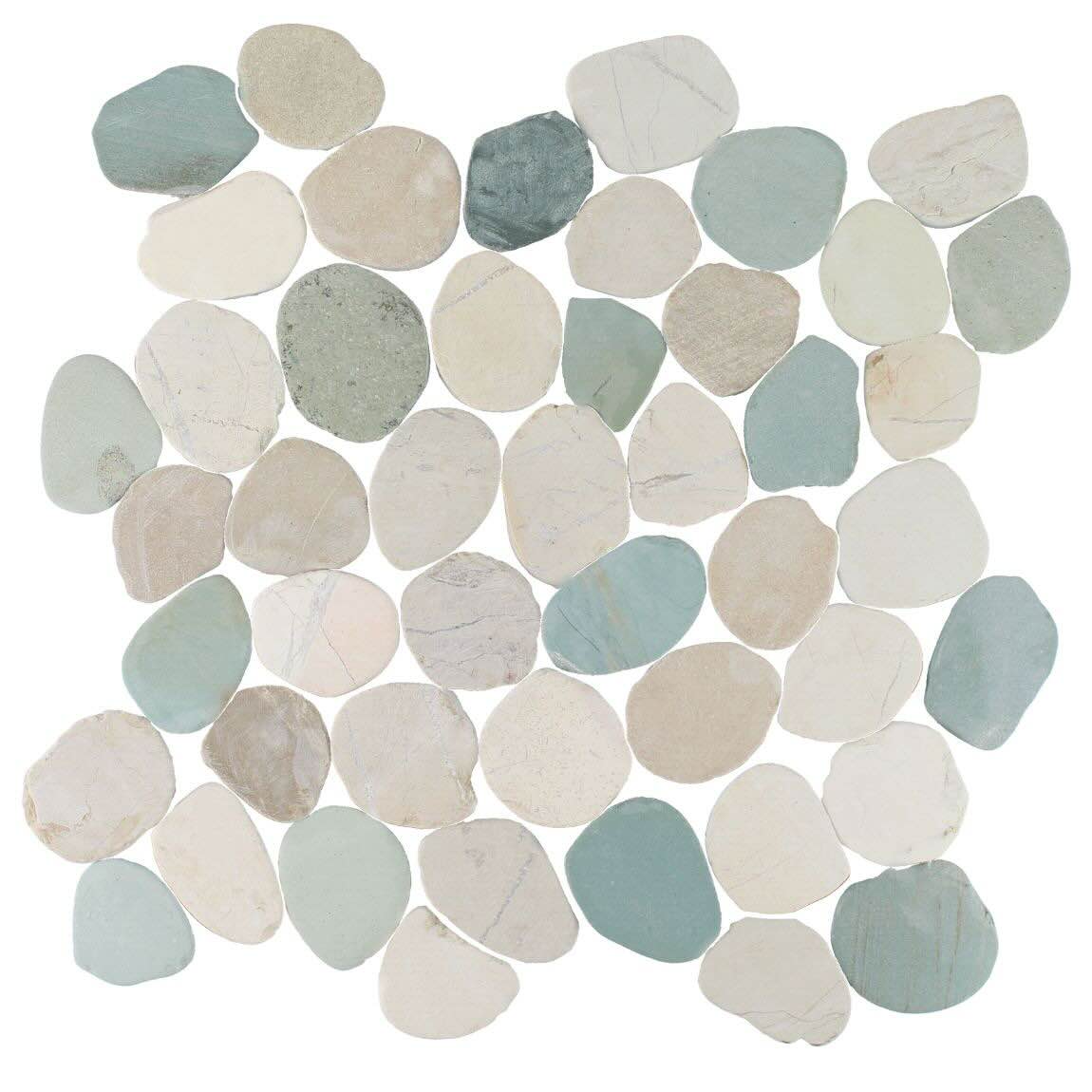 Sliced Green Blend Pebble Stone Mosaic Tile for bathrooms and showers