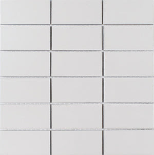 Essentials Porcelain Stacked Tile White 2''x4'' in a glossy finish for kitchen backsplashes, bathrooms, showers, fireplace, foyers, and accent/featured walls.