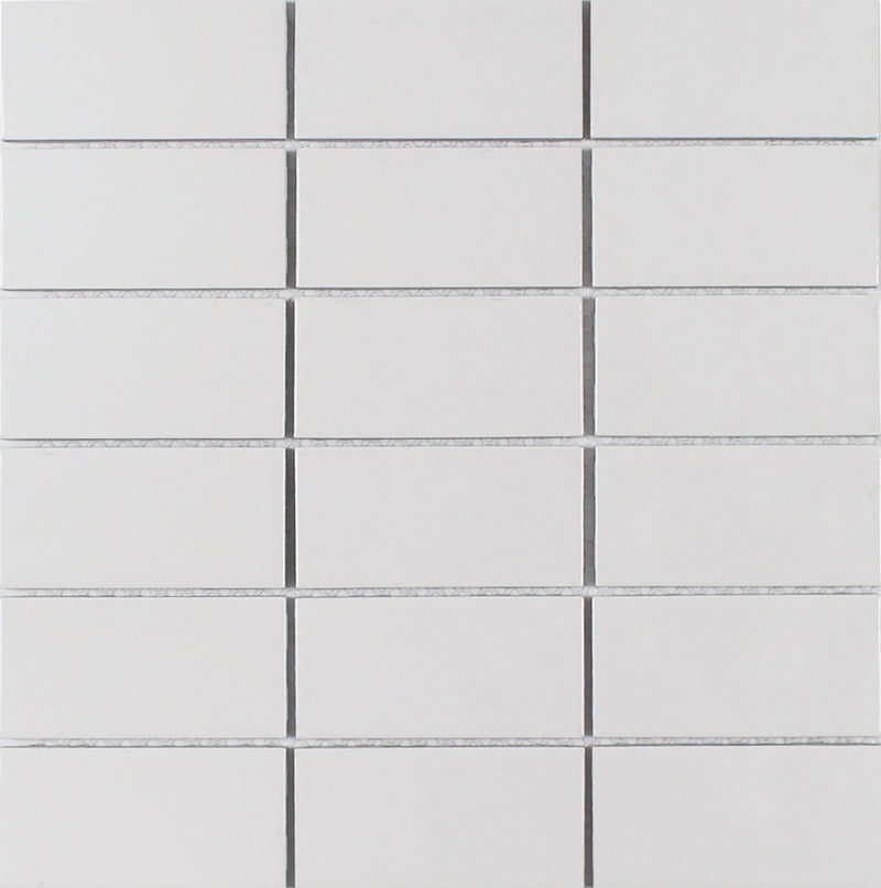 Essentials Porcelain Stacked Tile White 2''x4'' in a glossy finish for kitchen backsplashes, bathrooms, showers, fireplace, foyers, and accent/featured walls.
