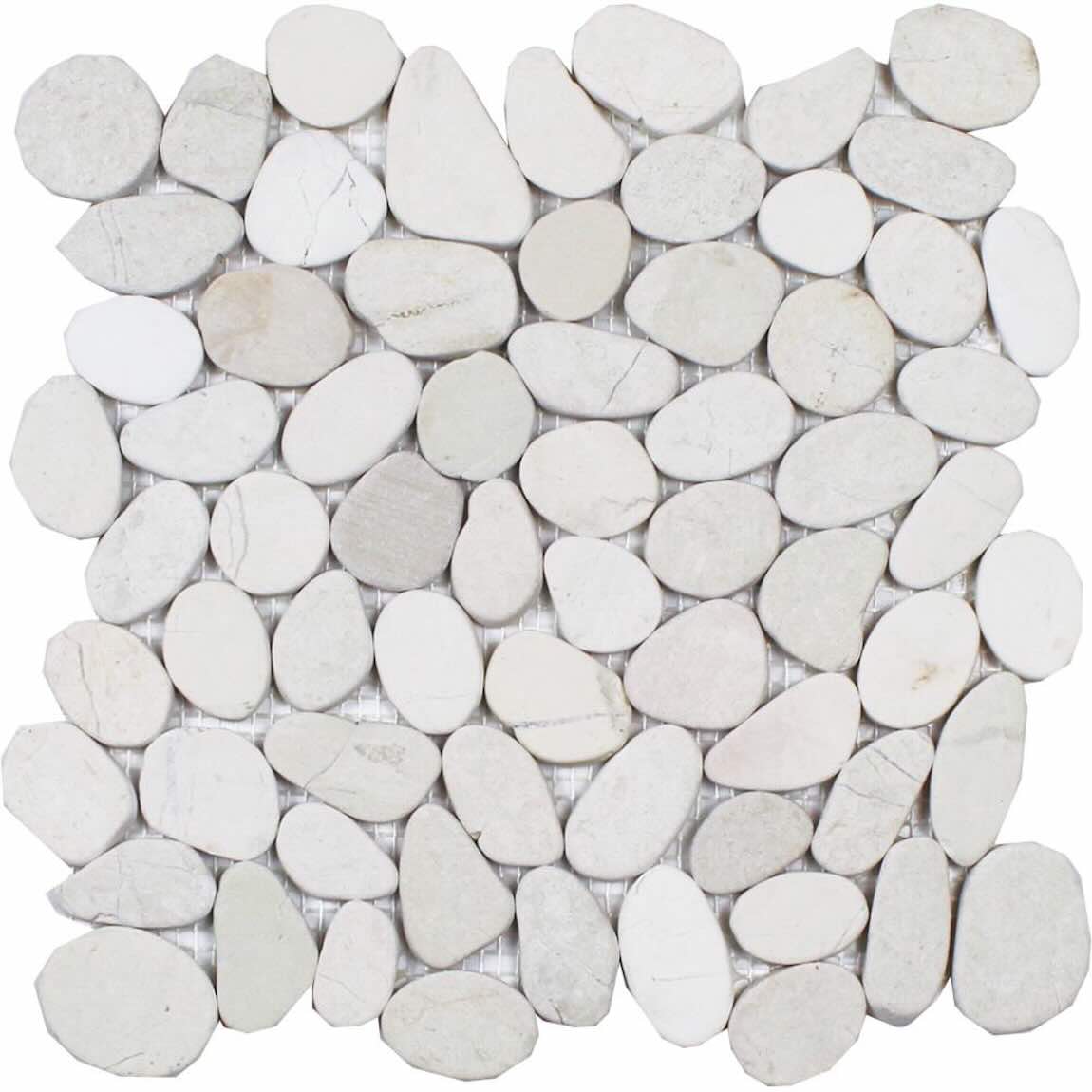Sliced Cream Pebble Mosaic Tile for floors and walls