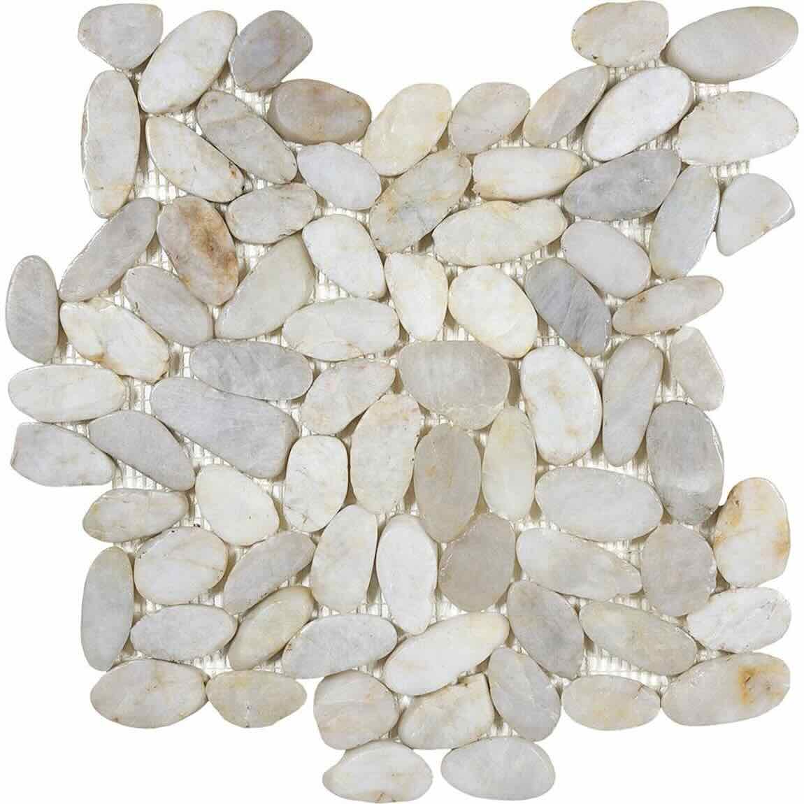 Sliced Marfil Pebble Mosaic Tile for floors and walls