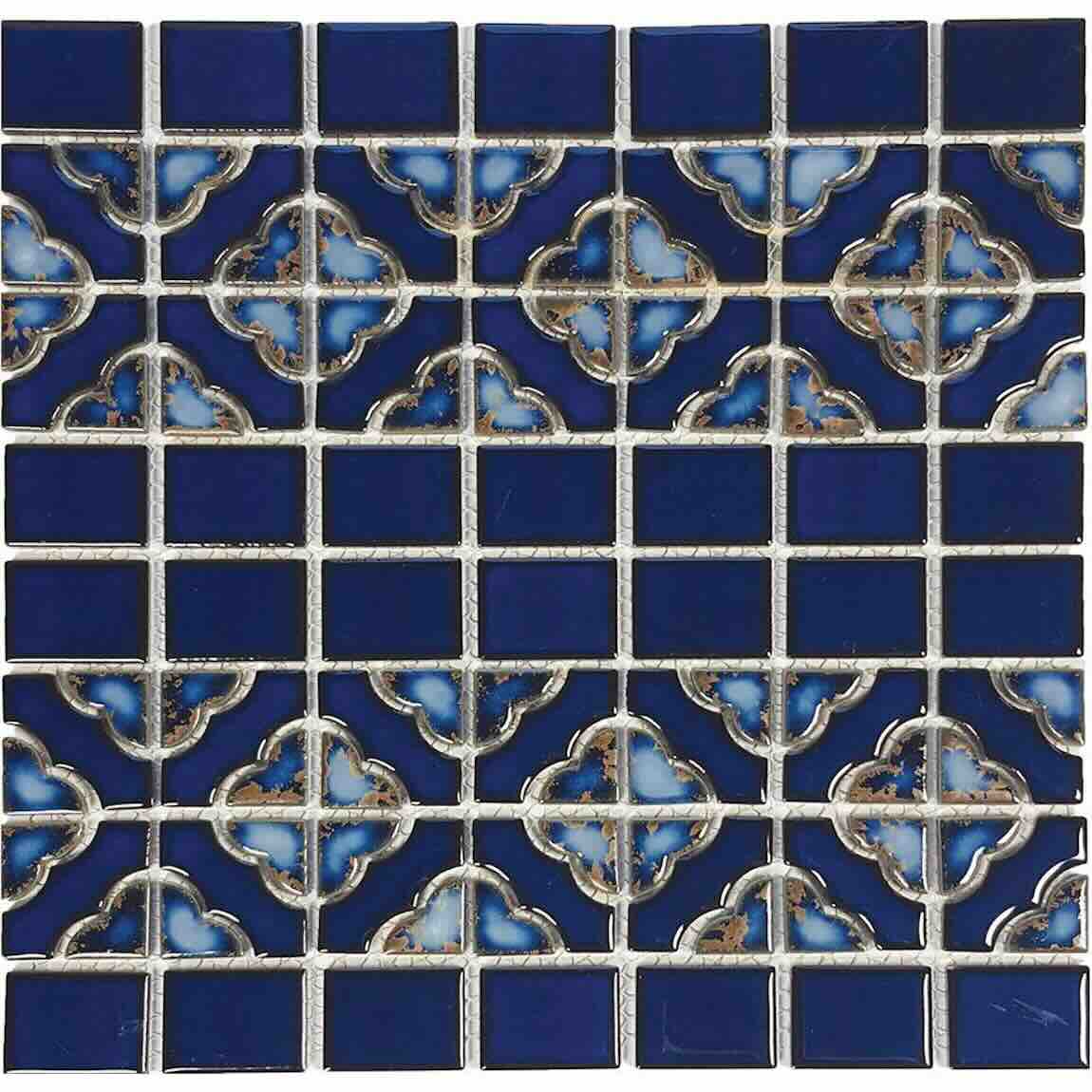 Earth Blue Organic Patterned Porcelain Pool Mosaic Tile
