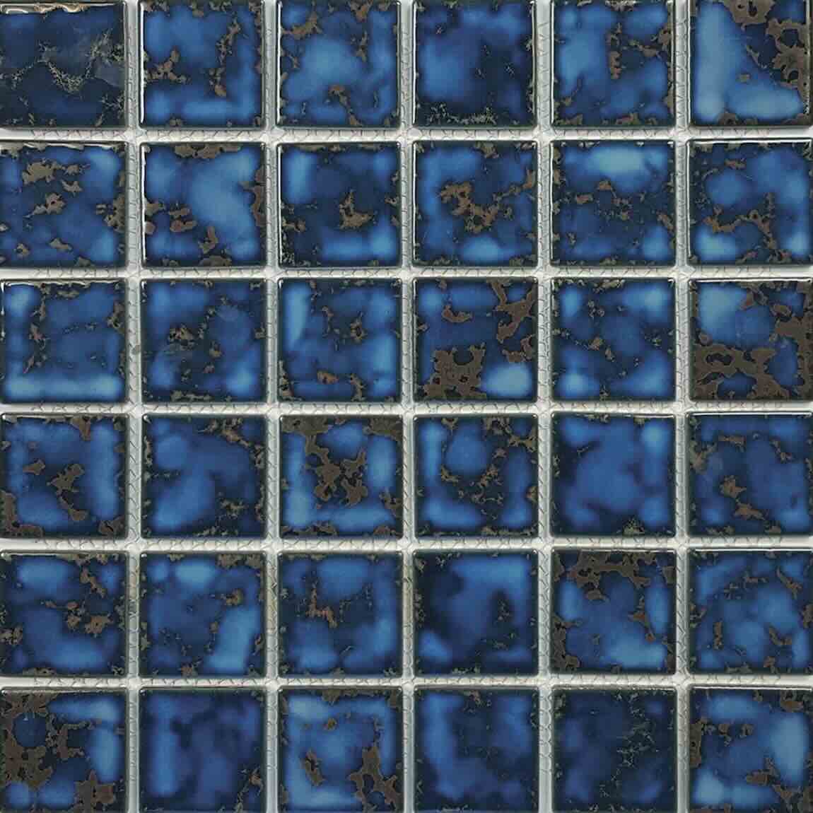 Earth Blue Reef Porcelain Pool Mosaic Tile 2''x2'' Glossy