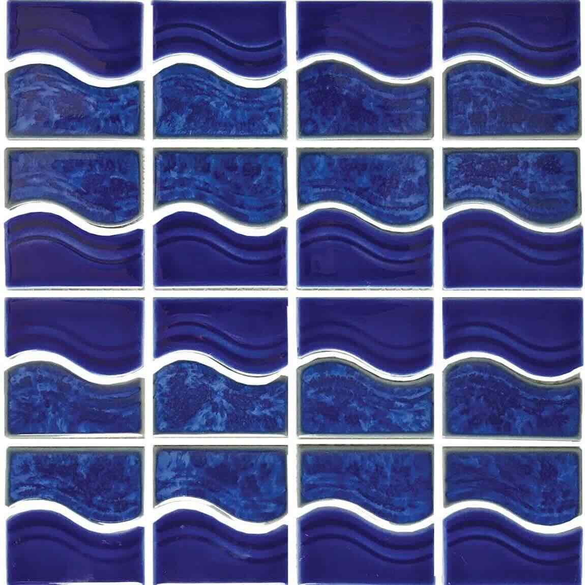 Wave Blue Lagoon Porcelain Pool Mosaic Tile
