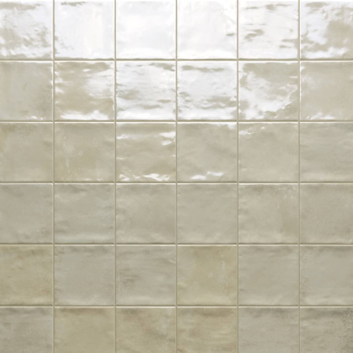 Charleston Ivory 4''x4'' Glossy Porcelain Zellige Tile