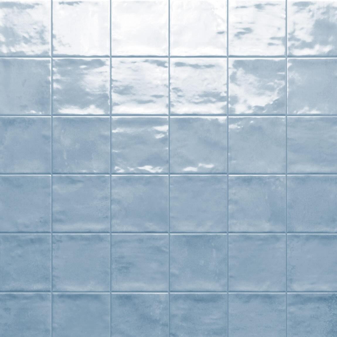 Charleston Light Blue 4''x4'' Glossy Porcelain Zellige Tile