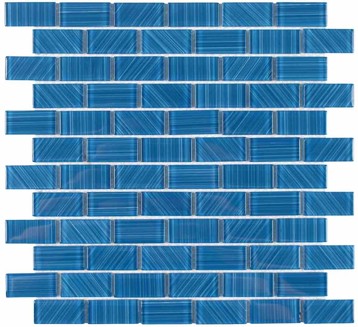 Thunder Glass Mosaic Tile Turquoise 1x2 for swimming pool, shower, bathroom walls, backsplash, Jacuzzi, and spas