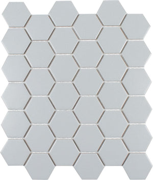 Essentials Porcelain Hex Tile Light Grey 2'' Textured for floors and walls