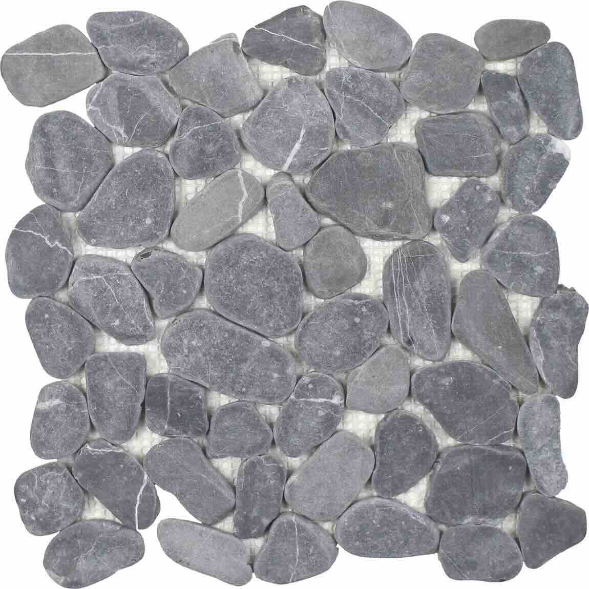 Sliced Blue Pebble Stone Mosaic Tile for bathroom, shower, floors and walls