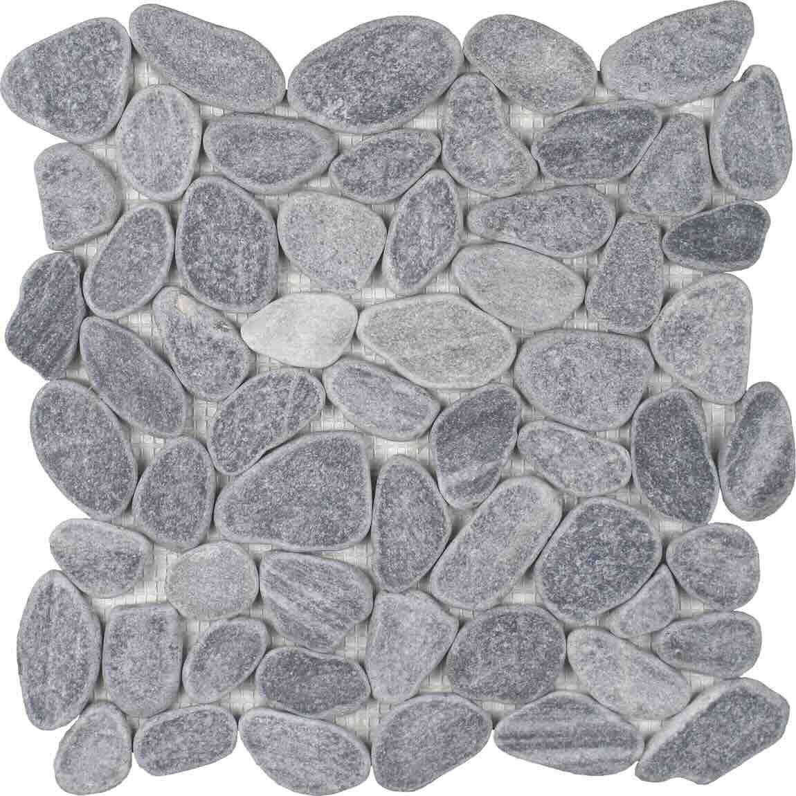 Sliced Gray Pebble Stone Mosaic Tile for bathroom and shower, floors and walls