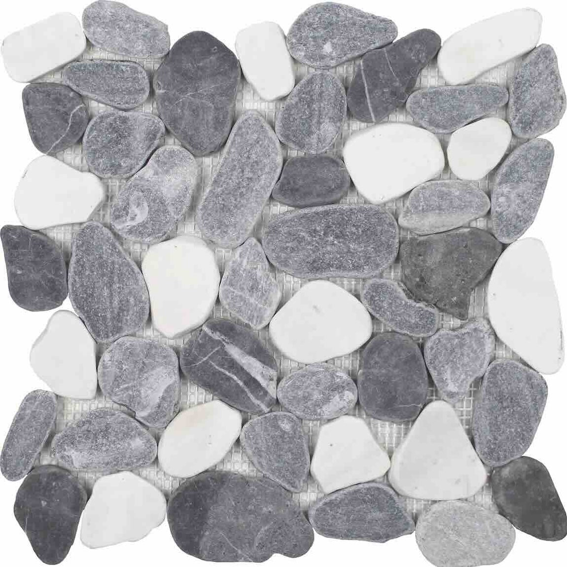 Sliced Blue Gray Blend Pebble Stone Mosaic Tile for bathroom and showers