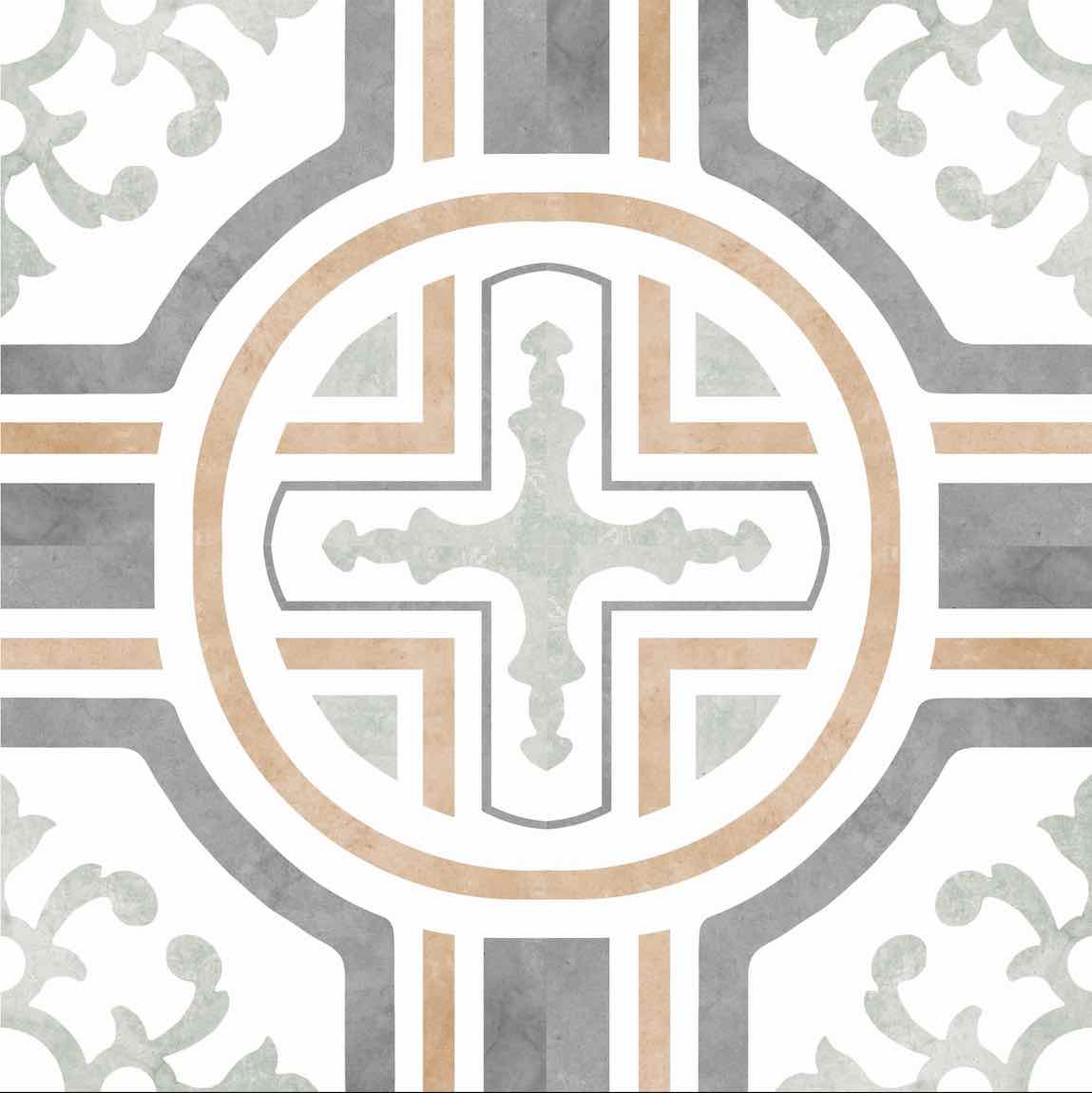 Old London Encaustic Look Patterned Porcelain Tile 6x6 full pattern for floors and walls