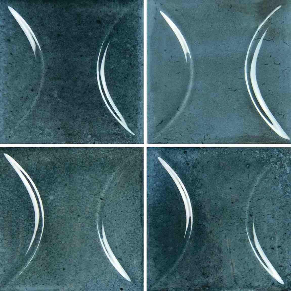 Patina Blu 4''x4'' Glossy Porcelain Deco Tile for pools, backsplashes, bathrooms, and showers