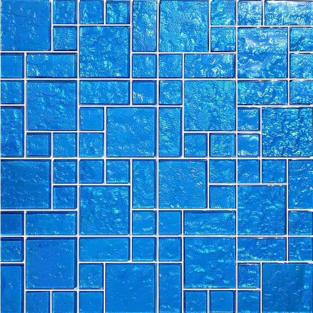 Iridescent Clear Glass Pool Tile Pale Blue Mixed for pools and spas