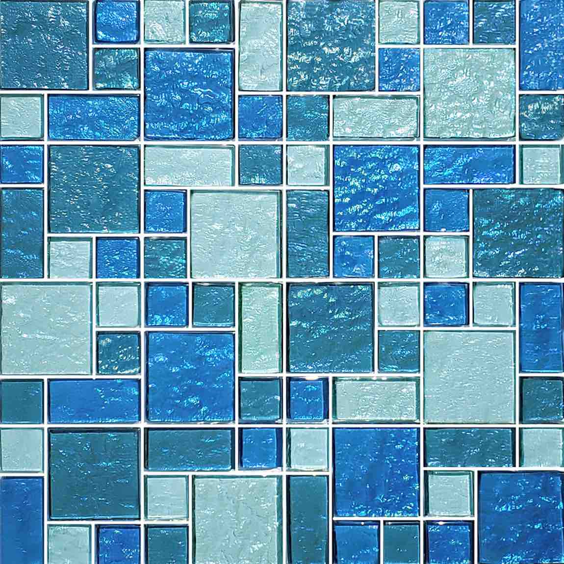 Iridescent Clear Glass Pool Tile Aqua Blend for swimming pools and spas