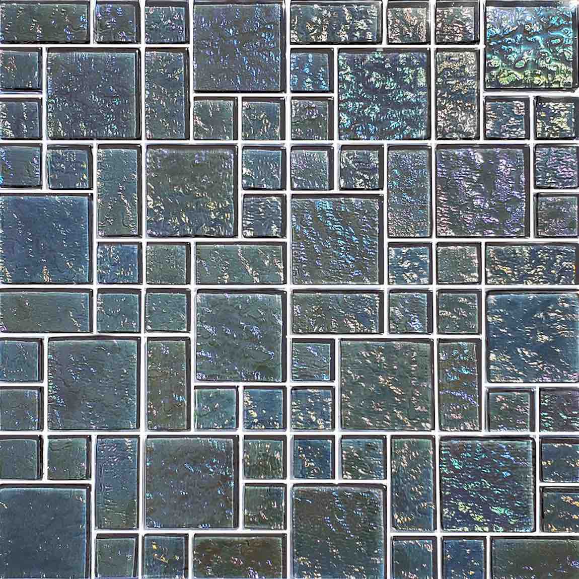 Iridescent Clear Glass Pool Tile Charcoal for swimming pools, spas, and waterlines