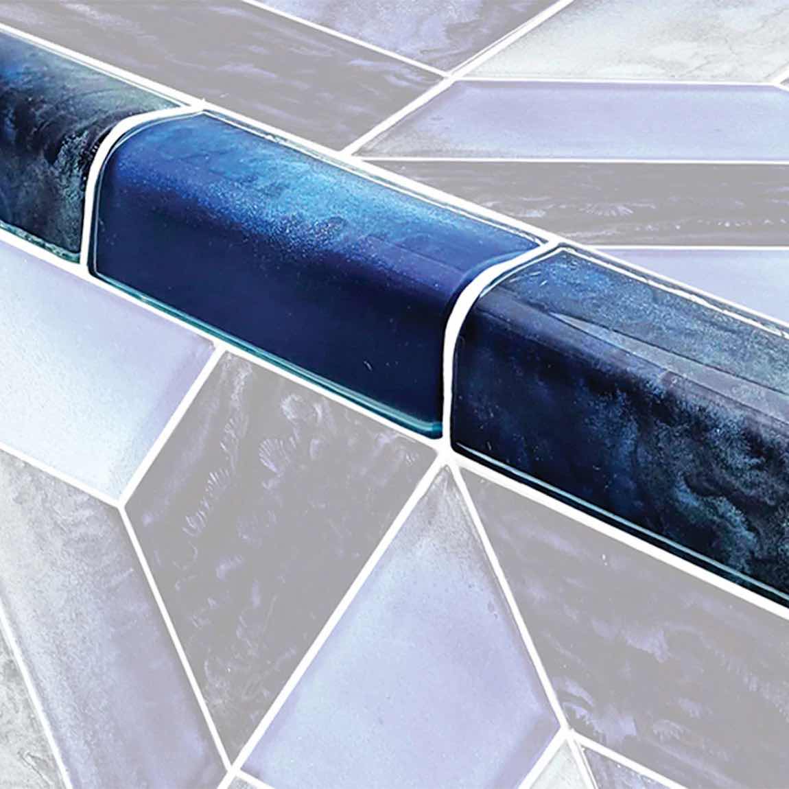 Aspect Blue Night Pool Glass Trim Tile 2x4