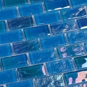 Glass Tile Iridescent Sky Turquoise 1x2