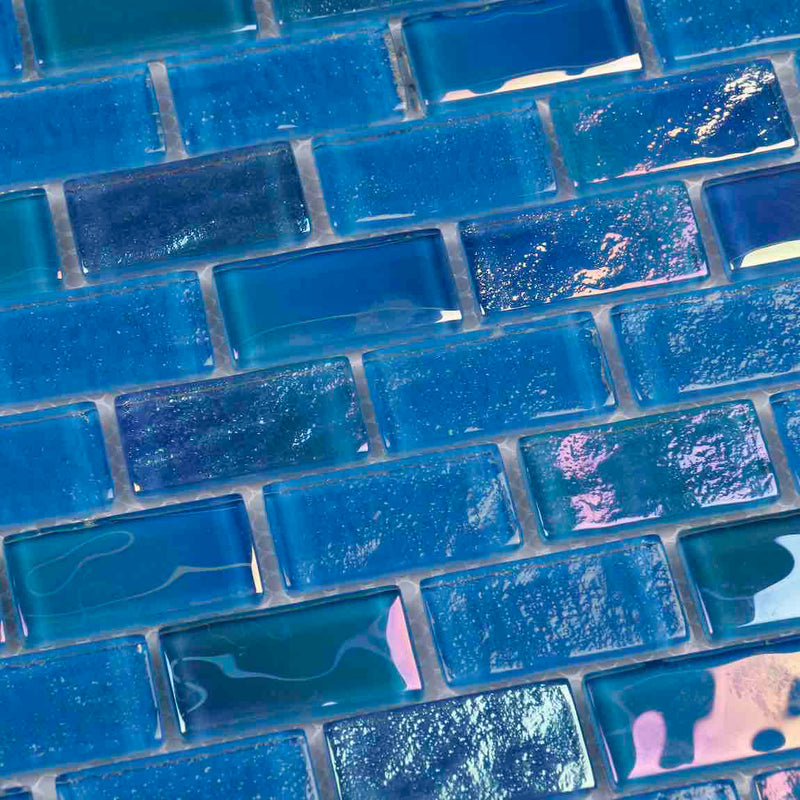 Glass Tile Iridescent Sky Turquoise 1x2