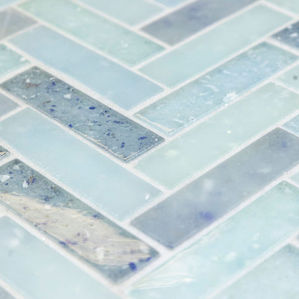 Mirror Mix Herringbone Mosaic Glass Tile