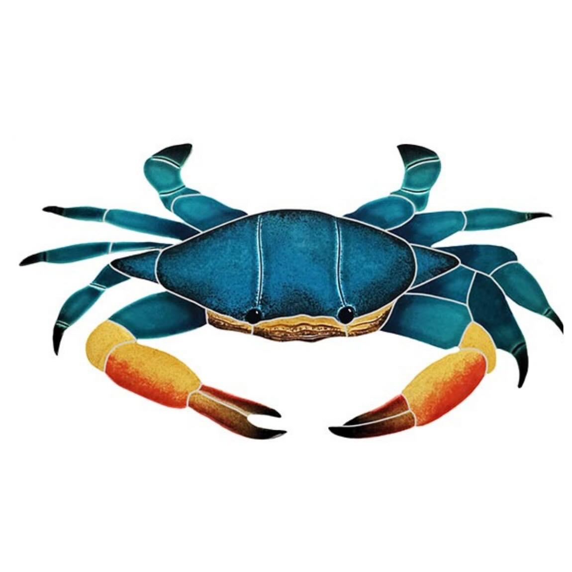 The mesh-mounted Pool Mosaic Blue Swimmer Crab 7''x12'' adds rich color, character, and life to any backyard, home, or commercial space.