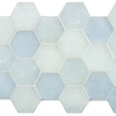 Fluid Small Hex Glass Tile Frosted C Blend for kitchen and bathroom