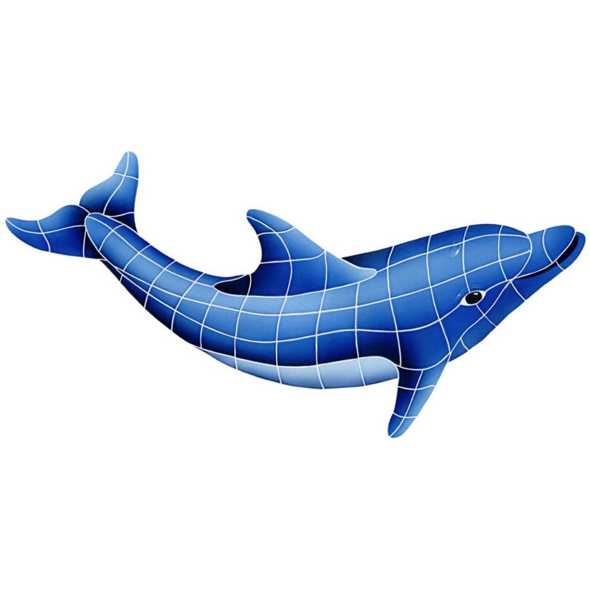The mesh-mounted Pool Mosaic Dolphin Left adds rich color, character, and life to any backyard, home, or commercial space.