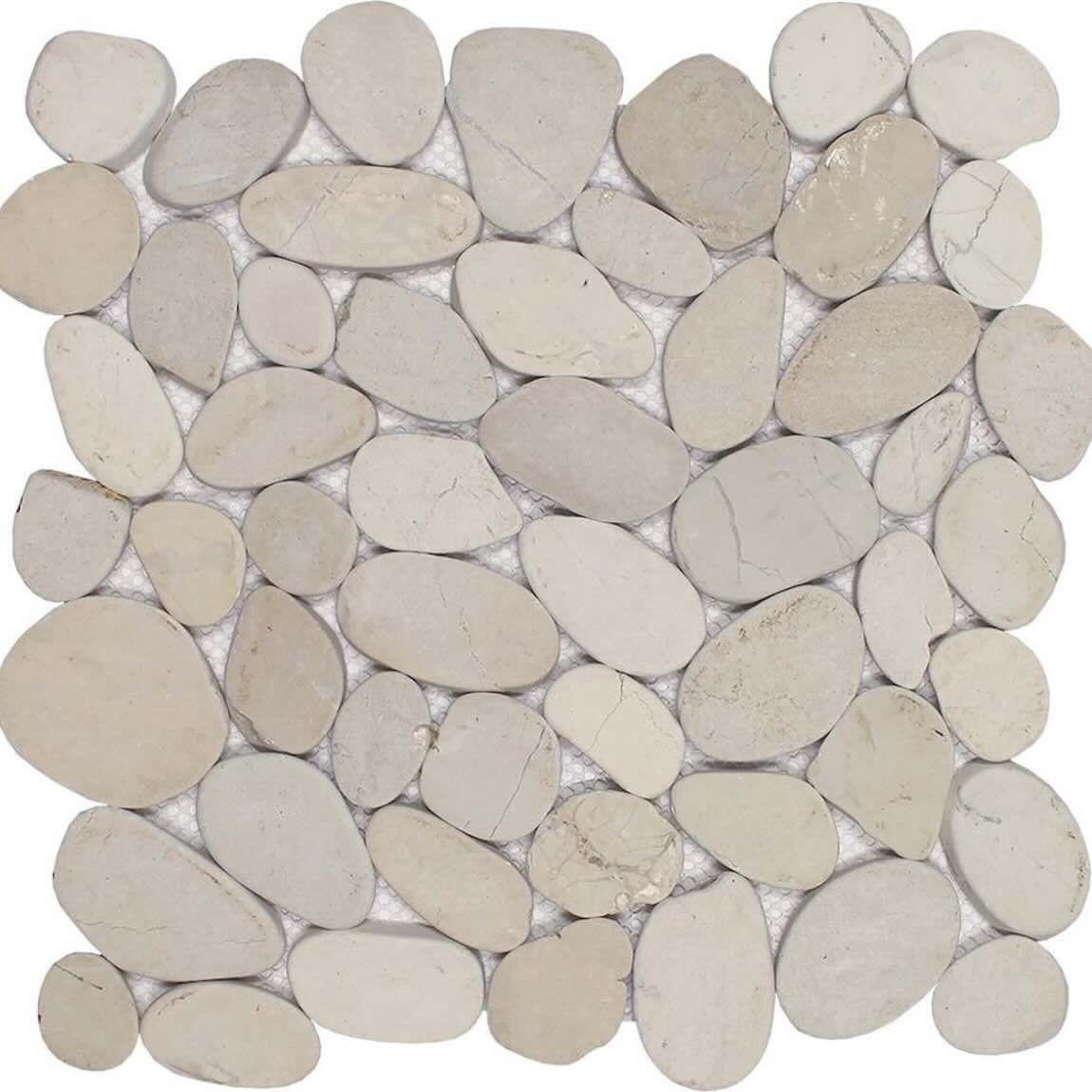 Sliced Cream Pebble Mosaic Tile for floors and walls