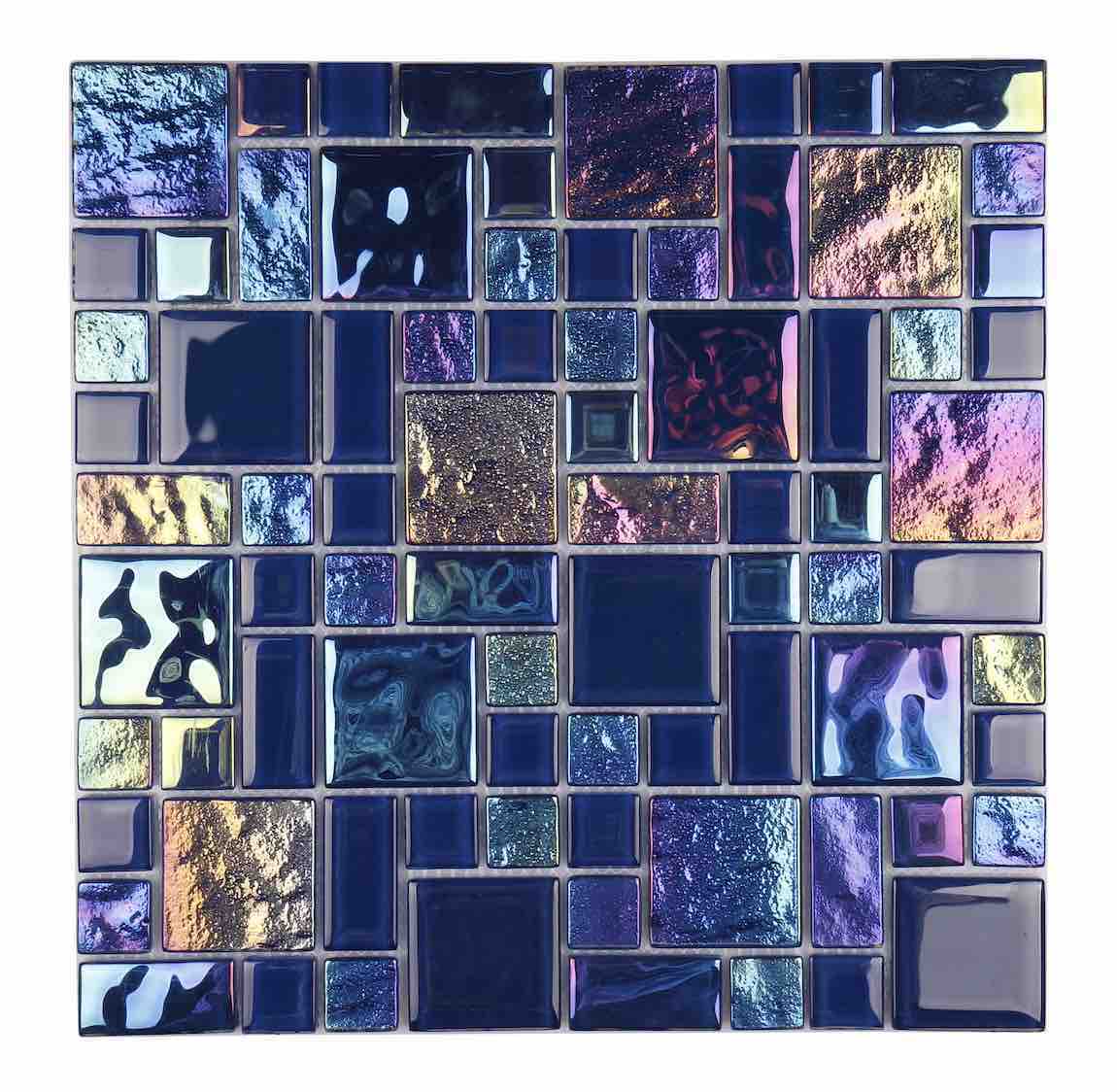 Glass Mosaic Tile Iridescent Sky Dark Blue Mix for swimming pools and spas