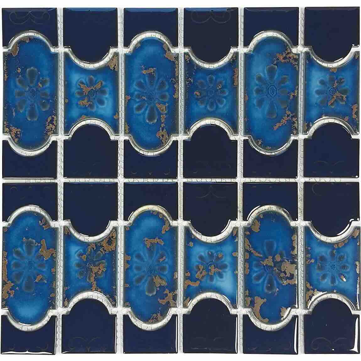 Earth Blue Reef Patterned Porcelain Pool Mosaic Tile