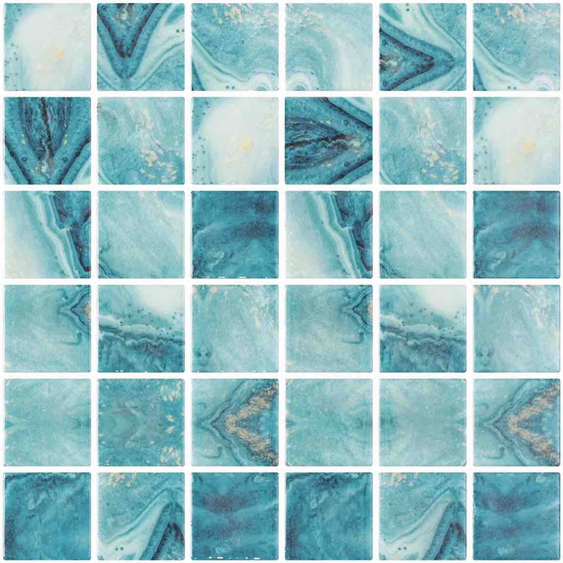 Glass Pool Mosaic Tile Aqua 2x2 for the swimming pools and spas