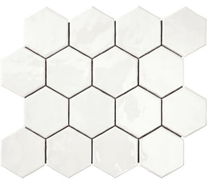 ColorClay Hexagon Handmade Ceramic Tile Arctic Glossy 11x13 for floor and walls