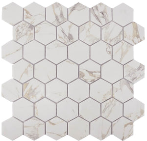 Recycled Glass Mosaic Tile Beige Hexagon 2-Inch Matte Finish