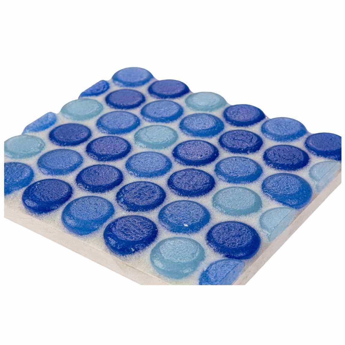 Fluid Blue Penny Recycled Glass Tile for backsplash, bathrooms, showers, floors, and walls