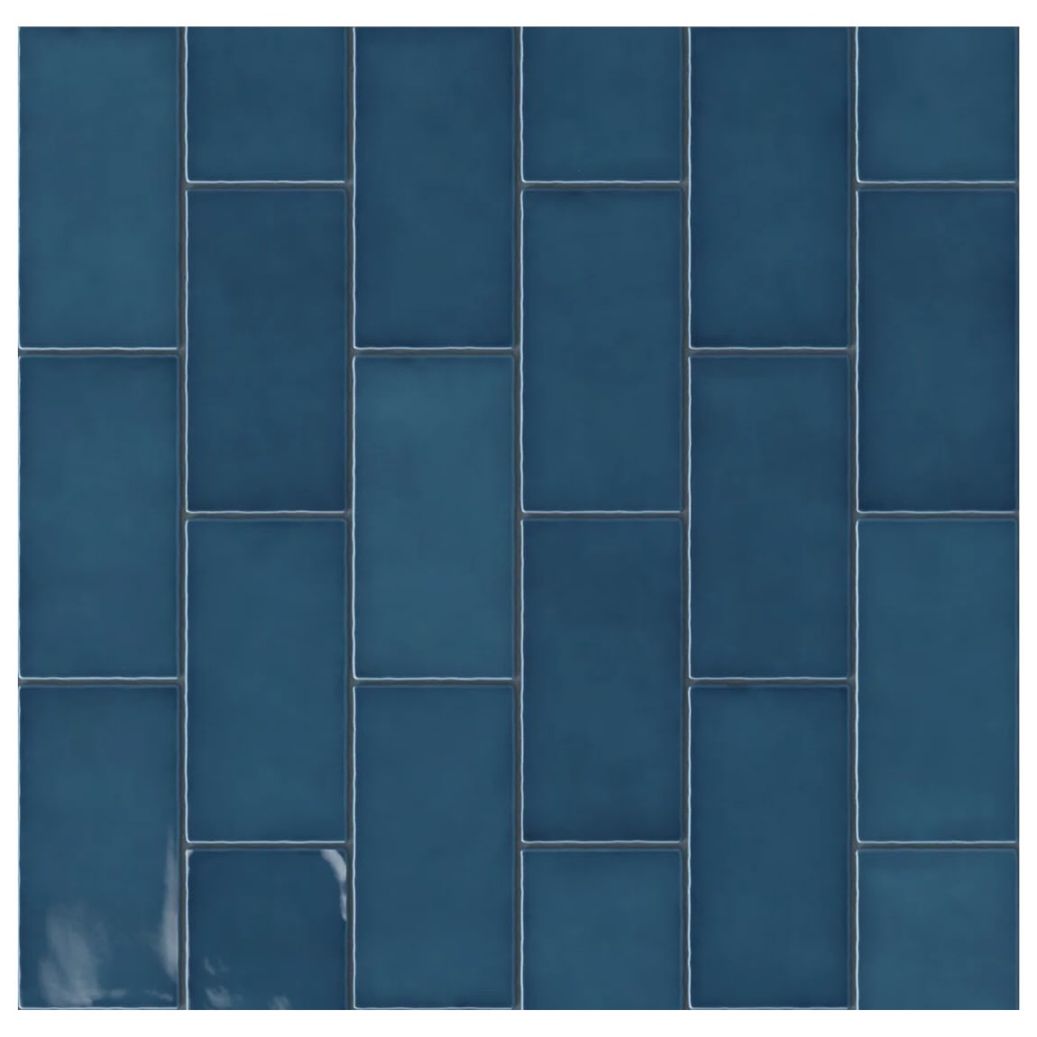 Coastal Blue 2.5x5 Ceramic Subway Tile for kitchen backsplash, bathroom, and shower wall installed in a vertical pattern