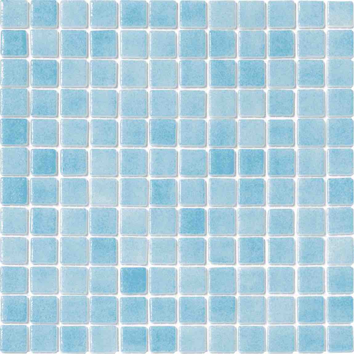 Recycled Glass Tile Celestial Blue 1''x1'' for Pools and Spas