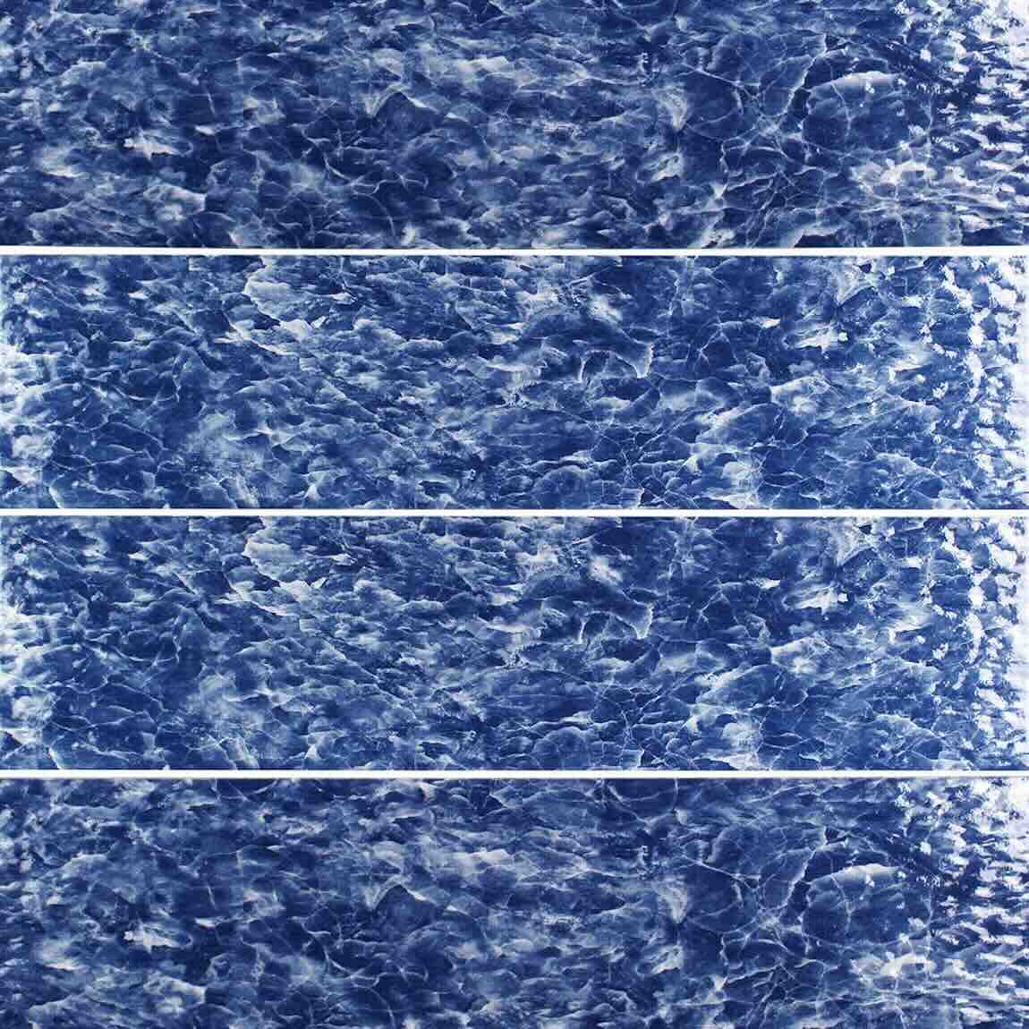 Peak Cobalt Porcelain Pool Tile, 6" x 24", Glossy, for swimming pools, pool waterlines, spas, kitchen backsplashes, bathrooms, and showers