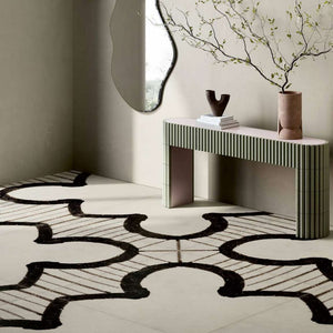 Porcelain Tile Italian Ceramist Deco One 36x36 featured on a living floor