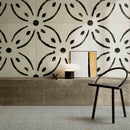 Porcelain Tile Italian Ceramist Deco Two 36x36 rectified featured on a living accent wall