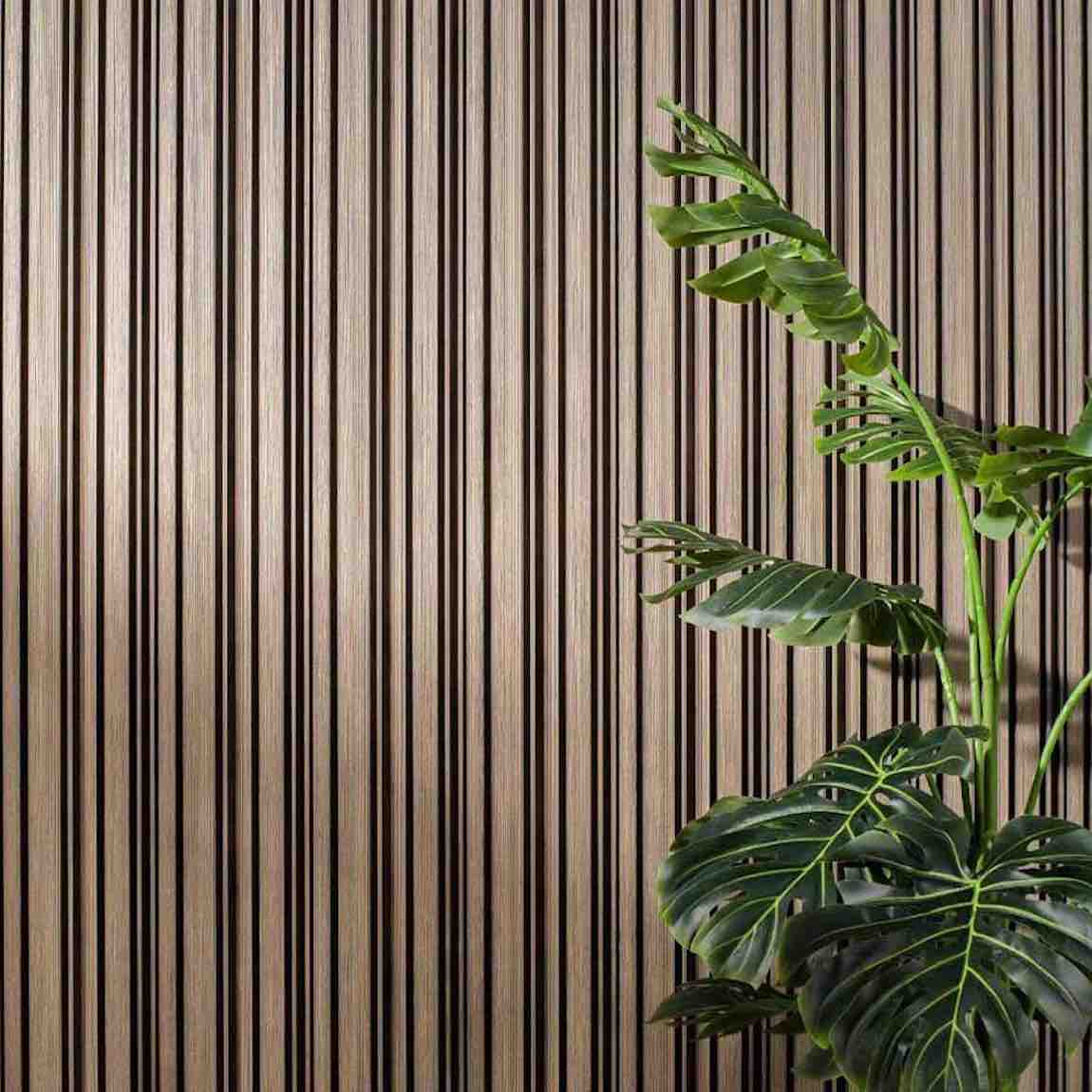 The Eco Slatted Decorative Wall Panel Rhythm Oak 8x96 for interior and exterior