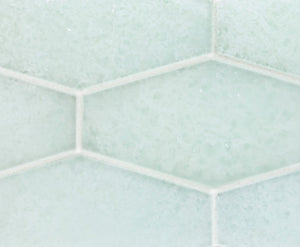 Fluid Elongated Hex Glass Tile Frosted ice Large for bathroom and kitchens